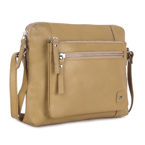 Leather Crossbody Bags for Women Small Soft Genuine Pebbled Sling Shoulder Handbag Crossover Purse with Full Adjustable Strap (Khaki Green Nappa) - color: Khaki Green Nappa