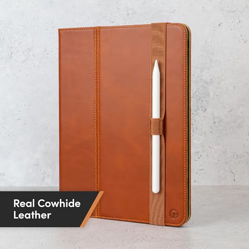 Casemade Real Leather Case Compatible with iPad Air 11-inch M4/M3/M2 (2026/2025/2024), iPad Air 5th/4th Generation 10.9'' - Full-Grain Leather Cover, Auto Sleep/Wake, Dual Stand Position (Tan) - color: Tan, size: iPad Air 11"