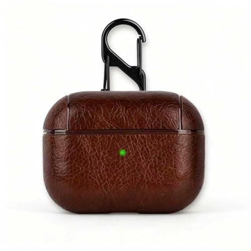for AirPods Pro 3 Case Leather, PU Leather Protective Cover for AirPods Pro 3rd Gen One-Piece Full Body Bumper Case with Hanging Hook, Front LED Visible, Coffe Brown - color: Coffe Brown, size: Compatible with AirPods Pro 3 (Model A2700/A2931)