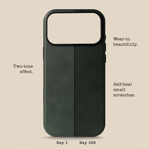 Handcrafted Premium Italian Leather Case for iPhone 17 Pro Max - [Built-in Camera Control] - Compatible with Magsafe - Two-Tone Effect with Unique Patina Over Time - Emerald Green | For iPhone 17 Pro Max, Built-in Camera&AI Control, Compatible with MagSaf