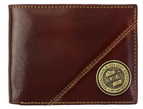 Rawlings | Men's Bifold Wallet Collection | Genuine Leather | Multiple Styles & Colors - color: Dark Brown | Rawlings Pro Preferred Coin