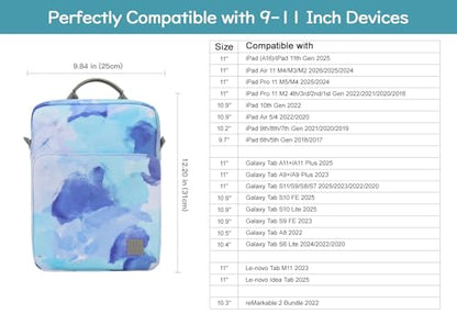 Dadanism 9-11 Inch Tablet Sleeve Bag Carrying Case with Shoulder Strap | Fits iPad (A16) 11", iPad 10th Gen 10.9", iPad Air M4/Pro M5 11", iPad 9/8/7th 10.2", Galaxy Tab A11+ Plus 11", Graffiti blue - color: Graffiti Blue, size: 9-11 Inch