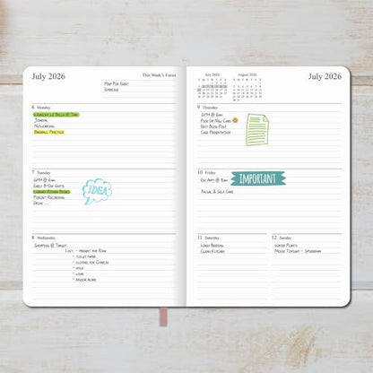 26-27 Academic Planner - Weekly and Monthly Planner, Jul 2026 - Jun 2027, Holidays, Contacts and Notes Pages, Vegan Leather Cover, Elastic Closure, 5.5”x8.25”, Rose Gold - color: Rose Gold, size: 5.5”x8.25” (26-27)
