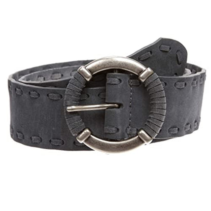 Women's 1 7/8" Lace Edged Braided Cow Suede Leather Round Belt - color: Grey, size: XS/S - 28"