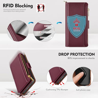 Antsturdy for iPhone 6/6S/7/8/SE 2020/SE 2022 Phone Wallet Case Women,Wine Red - color: Wine Red