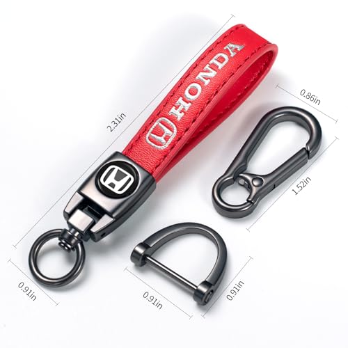 Leather Car Keychain Key Ring for Men and Woean, Key Fob Car Accessories Family Present(red) - color: Red-a01