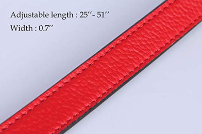 VanEnjoy Full Grain Leather Adjustable Replacement Cross Body Purse Shoulder Strap, 0.7” Width, Adjustable Length 25”-51” (Red) - color: Red