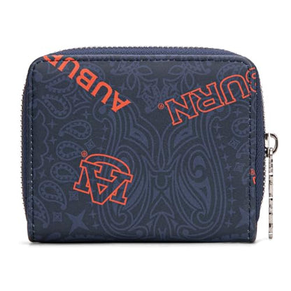 Montana West Auburn NCAA Zip Around Wallet with Lanyard - Game Day Accessory, Embroidered AU Paisley Design NC-AU012NY - color: AU-Navy Blue