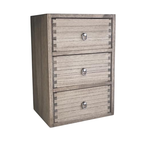 DDYURI Wood Tabletop Storage Cabinet Organization Box Caddy with 3 Drawers for Office Supplies Desktop Dresser Organizer Dark Brown - color: Dark