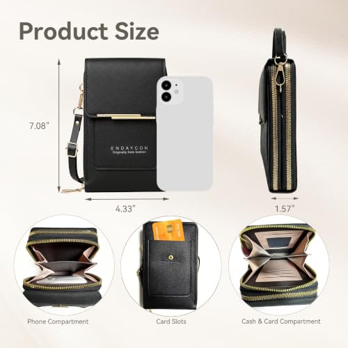 Women's Touch Screen Mobile Phone Messenger Bag, 2026 Anti Touchscreen Crossbody Phone Purse for Women,Anti-Theft Leather Bag - color: Brown