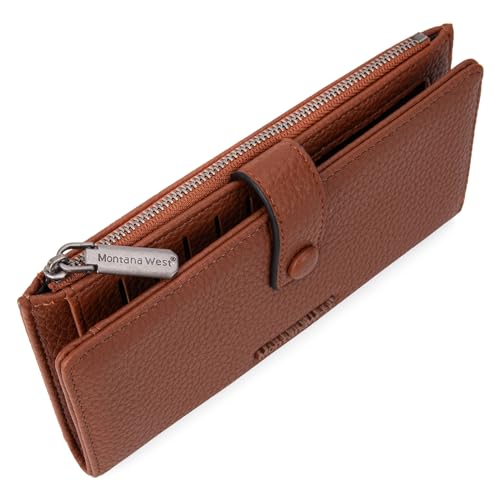Montana West Women's Wallet Bifold RFID Blocking Wallets Large Capacity Card Holder Wallets with Zipper Coin Pocket - color: 3 Brown