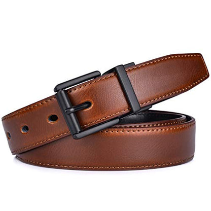 Beltox Men’s Belt Dress Casual Reversible Leather 1.1” w Roller Buckle Rotated - color: Black/Brown W Black Buckle, size: 35-36