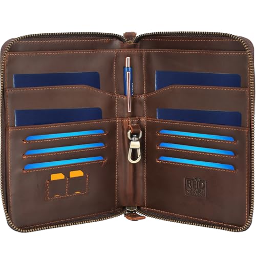 STAR VISTA Lorenzo Full Grain Leather Family Passport Wallet for 4, Large Travel Document Organizer for Exquisite Voyagers, Multi-Currency Compartments, RFID Blocking, AirTag Track, Espresso Brown - color: Espresso Brown