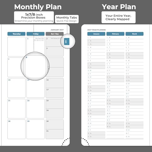 Weekly Monthly 2026-2027 Planner (July 26-Dec 27),6.5"x3.75" | 18 Months Agenda Plan with Month Tabs & Pocket,Expenses/Note Pages, Academic Calendar with Vegan Leather Cover,Black - color: Black, size: Pocket-6.5" x 3.75"