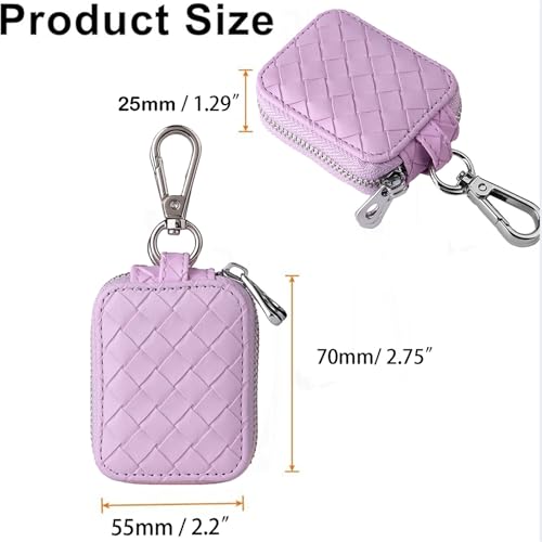 Earbud Case, Headphone Storage Case for AirPods 4/1/2/3/Pro 2 Lattice Lilac | PU Leather Plaid Zipper Carrying Pouch Earbuds Bag with Keychain for Wireless Earphones, Wired Headphone & USB Cable - color: Lattice Purple