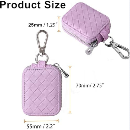 Earbud Case, Headphone Storage Case for AirPods 4/1/2/3/Pro 2 Lattice Lilac | PU Leather Plaid Zipper Carrying Pouch Earbuds Bag with Keychain for Wireless Earphones, Wired Headphone & USB Cable - color: Lattice Purple