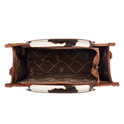 Wrangler Tote Bags for Women Top-handle Handbags and Purse for Women with Adjustable Strap - color: A-cow Print Brown