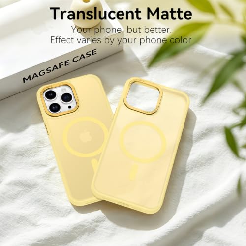 BENTOBEN Magnetic for iPhone 14 Pro Max Case [Compatible with MagSafe] [Military-Grade Protection] Translucent Matte Frosted Slim Shockproof Women Men Phone Case for iPhone 14 Pro Max 6.7",New Yellow - color: New Yellow