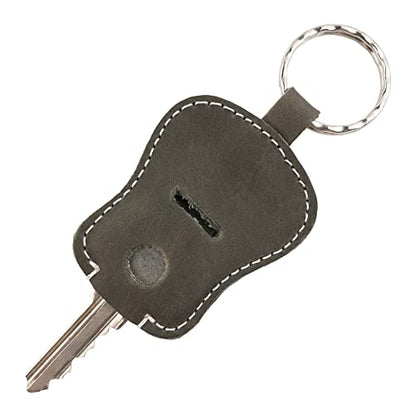 Hide & Drink, Guitar Keychain Handmade from Full Grain Leather, Key Holder, Keyring with Pouch for Most Used Key - color: Dark Jade