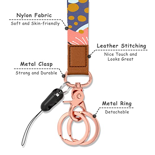 Rimilak Wristlet Keychain, Wrist Lanyard Key Chain for Women Men Car Keys ID Badges Card Wallet Phone Camera - color: Yellow Dots