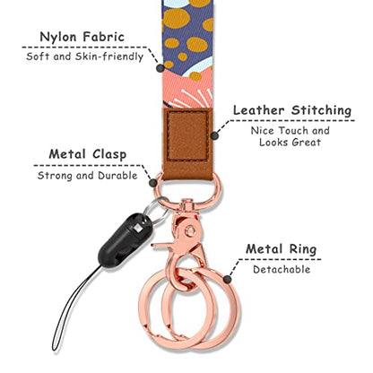 Rimilak Wristlet Keychain, Wrist Lanyard Key Chain for Women Men Car Keys ID Badges Card Wallet Phone Camera - color: Yellow Dots