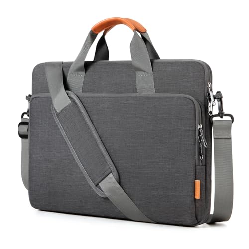 bagasin 15 15.6 16 inch Laptop Bag Carrying Case | Water-Repellent Fabric Laptop Computer PC Shoulder Briefcase, Lightweight Toploader, Business Casual or School - color: Grey, size: 15.6-16