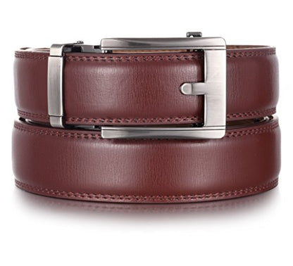 Marino Men’s Genuine Leather Ratchet Dress Belt With Automatic Buckle, Enclosed in an Elegant Gift Box - color: Cocoa, size: Adjustable from 28" to 44" Waist