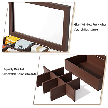 Alsonerbay Wooden Tea Box Organizer with Lid & 8-Compartment, Walnut - color: Walnut
