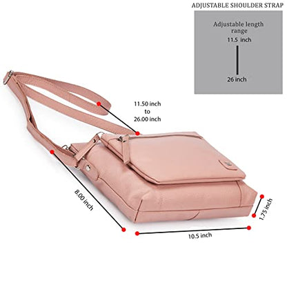 Leather Crossbody Bags for Women Small Soft Genuine Pebbled Sling Shoulder Handbag Crossover Purse with Full Adjustable Strap (Baby Pink Nappa) - color: Baby Pink Nappa