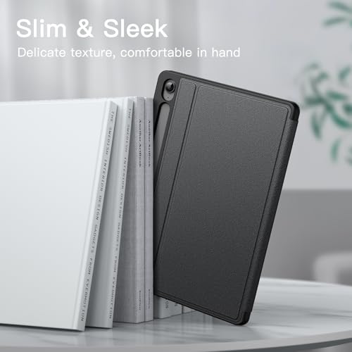 JETech Folio Case for Samsung Galaxy Tab S10 FE Plus 13.1", Black | Multi-Angle Stand Cover, S Pen Holder, Slim Protective Cover, Auto Wake/Sleep - color: Black