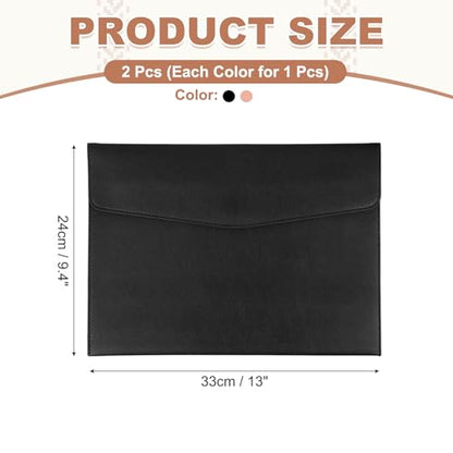 PATIKIL 2Pcs PU Leather A4 File Folder, Document Holder Envelope Waterproof Napa Texture Filing Organizer Portfolio Folder Case with Magnetic Snap Closure for Home Office, Black, Pink - color: Black, Pink