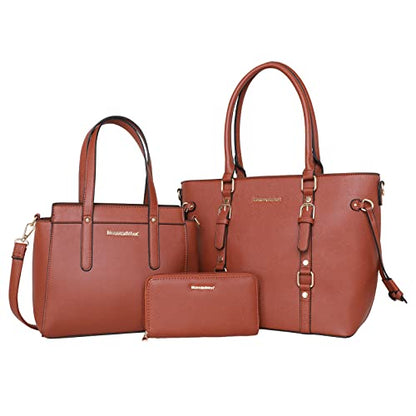 Montana West 3PCS Purses for Women Tote Bag and Wallet Set Shoulder Satchel Handbags - color: 3pcs Brown