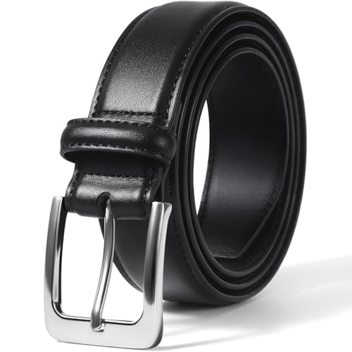 VATAN Men's Genuine Leather Dress Belts, Handmade Classic Every Day Belt | 1 3/8" Genuine Leather Belts for Men, Cow Leather, Solid Buckle,Classic Style, Every Day Dress Casual Jean belt, Gift Box - color: Black, size: 52(Fits Waist 50"-51")