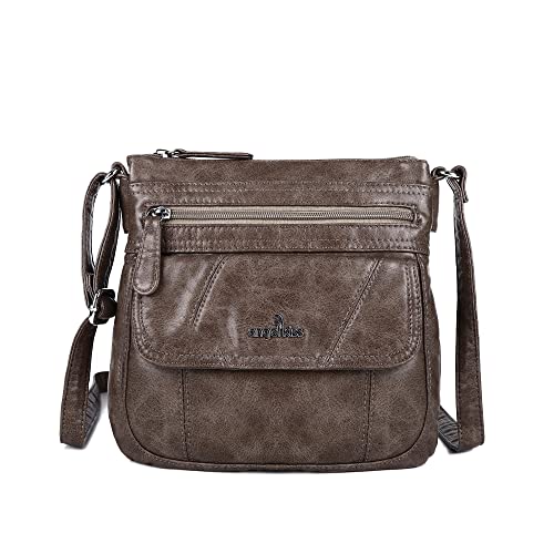 Angelkiss Small Womens Crossbody Bag Leather Shoulder Purse for Women Hobo Bag with Adjustable Shoulder Strap - color: 16taupe