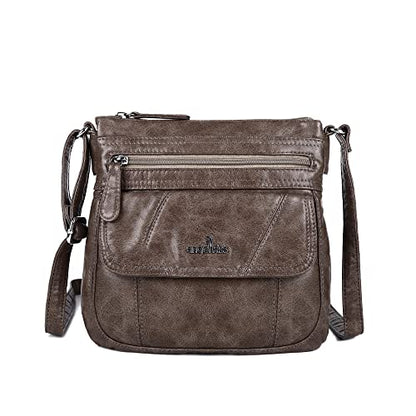 Angelkiss Small Womens Crossbody Bag Leather Shoulder Purse for Women Hobo Bag with Adjustable Shoulder Strap - color: 16taupe