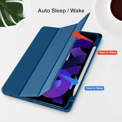 Akkerds for iPad Air 11 Inch Case M4/M3/M2, Air 5th/4th Gen 10.9, Bluemist | With Pencil Holder, for iPad Air Case 2026/2025/2024/2022/2020, Soft TPU Back, Slim Trifold Stand Cover, Auto Sleep/Wake - color: Bluemist