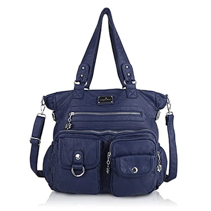 Angel Kiss Large Purses for Women Soft PU Leather Hobo Bag for Women Shoulder Bags - color: Blue