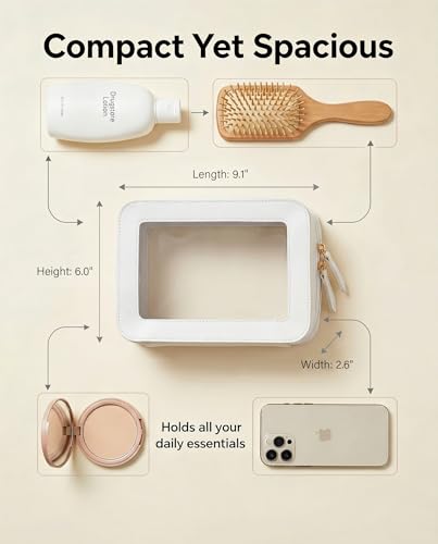 LETGO Clear Makeup Bags, TSA Approved Toiletry Bag with Zipper,Transaparent Beach Makeup Organizer Bag for Beach Travel Essentials,Clear Cosmetic Bags for Women Men(O-Beige) - color: O-Beige