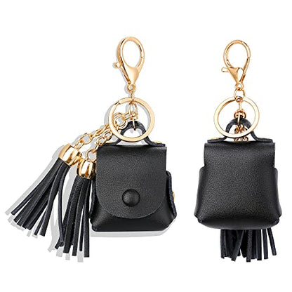 MODOS LOGICOS Charging Case Cover for Apple Air Pods, Genuine Leather Case with a Couple of Drooping Tassels for Apple AirPods 1/2 Charging Case - Black - color: Black(genuineleather)
