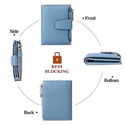 Small Wallet for Women Leather Bifold Compact RFID Blocking Small Womens Wallet Purse - color: Aa-Blue