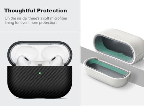 Haobobro Leather Case - for AirPods Pro 2 / AirPods Pro 2nd Generation Case | Selected Skin-friendly Cowhide Leather, Carbon Fibre Texture, Handmade Drop Protective Hard Cover - Black - color: Black, size: AirPods Pro 2