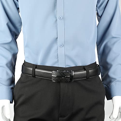 Men's Real Leather Ratchet Dress Casual Belt, Cut to Exact Fit,Elegant Gift Box - color: Black Style19, size: Adjustable from 20" to 44" Waist