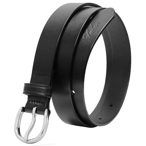 Falari Women's Belt, 1 Inch Width, Top Grain Leather, Classic Style for Jeans, Pants, and Dresses - color: Black, size: M: Fit Waist Size 32-34"