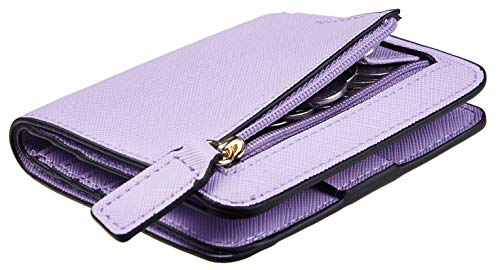 Toughergun Women’s Small Slim Leather Wallet with RFID Protection, Compact Bifold Mini Purse with Clear ID Window - color: CH Light Purple