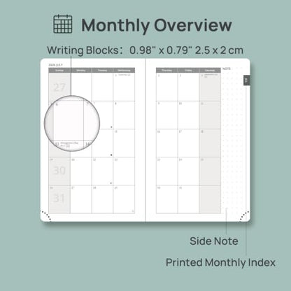 POPRUN 2026-2027 Pocket Planner (Size 4''x 6.25'') Pocket Calendar Notebook | Academic Daily Planner (JUL.26-JUN.27) Appointment Book with Monthly Tabs, Inner Pocket, Leather Soft Cover - Beige - color: Beige, size: Pocket-4" X 6.25", style: Academic Year
