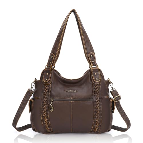 Angel Barcelo Purses for Women Soft PU Leather Shoulder Bag Crossbody Purse and Handbags - color: Brown-7