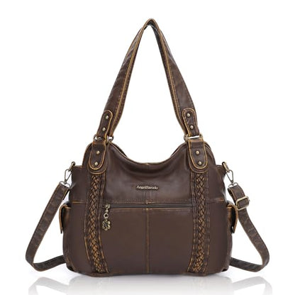 Angel Barcelo Purses for Women Soft PU Leather Shoulder Bag Crossbody Purse and Handbags - color: Brown-7