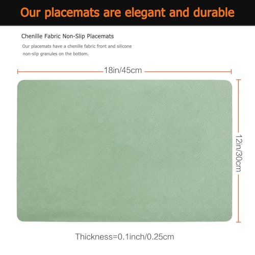 Green Plastic Placemats Set of 12, Faux Leather Waterproof Table Mats | Green Vinyl place mats,Wipeable and heat resistant table mats.Easy to clean,great for indoor and outdoor - color: Green