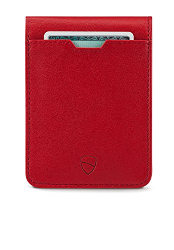 Vaultskin MANHATTAN Slim RFID Blocking Bifold Leather Wallet for Men - Men’s Leather Wallet, Front Pocket Minimalist Card Holder, Holds 9 Cards and Cash, Premium Italian Leather - color: Carmine Red