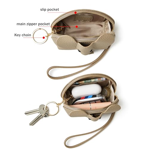 DORIS&JACKY Small Leather Coin Purse for Women Mini Elephant Zipper Wallet - color: 6-Grey